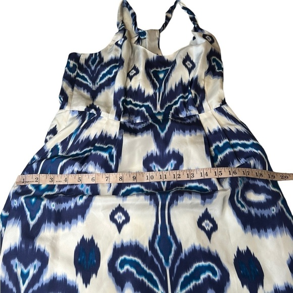 Banana Republic Silk Blue Ivory Tribal Ikat Crisscross Sheath Slip Dress NEW - Picture 4 of 16